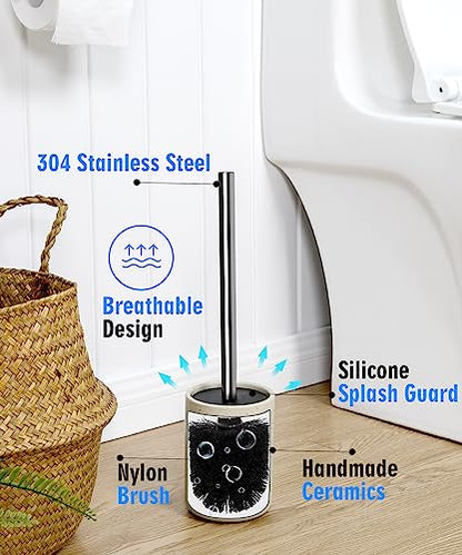 2 Pack Toilet Bowl Cleaning Brush Set for Bathroom, No Assembly and No Scratching Toilet Bowl, 304 Anti-Rust Handle - color: Brush