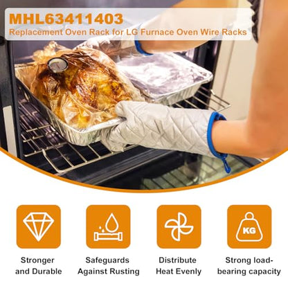 MHL63411403 Oven Rack Replacement – 24 .6 x 16.14 Inch Stove Shelf for LG Ovens, Replaces MHL63531403, MHL63411401, MHL62112101