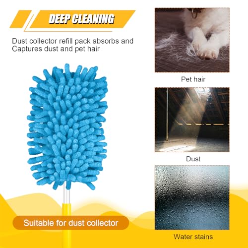 2pcs Duster Refills, Microfiber Dusters Heavy Duty Refills 360 Ceiling Fan Duster Replacements Reusable Hand Dusters for Cleaning (Blue) - color: Blue