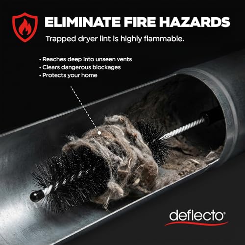 Deflecto Flexible Appliance Brush 20" Long, Dryer Vent, Refrigerator and AC Coils - Bendable Wire Brush for Lint, Dust & Debris, Hard-to-Reach Vents, Crevices, Essential Home Maintenance Tool