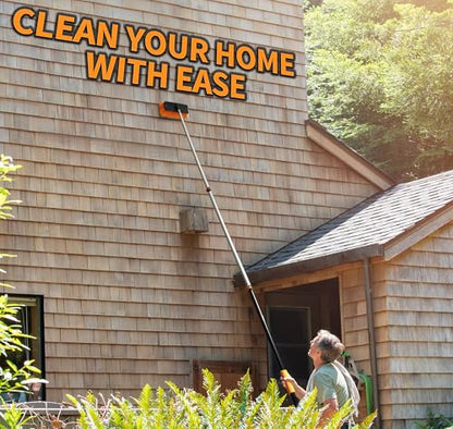 20 Foot Exterior House Cleaning Brush Set with 4-12 ft Extension Pole // Vinyl Siding Brushes with Telescopic Extendable Pole & Window Cleaning Squeegee Tool // the Ultimate Extension Scrub Brush Set - size: 12 feet
