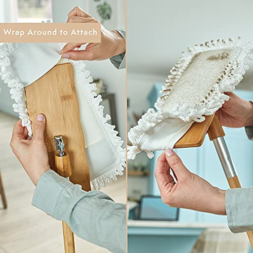 Harper Live.Love.Clean. Bamboo 2-in-1 Smooth Surface Wet/Dry Dust Mop with (2) Washable Wraparound Pads for Cleaning Dust, Pet Hair & Fine Dry Dirt - style: Bamboo Household Wet/Dry Mop