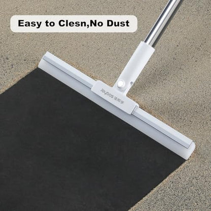 JOYBOS Rubber Squeegee for Floor, 50'' Long Handle Floor Squeegee Broom, Silicone Broom for Pet Hair Remover, Sweeper Window Squeegee for Floor, Tile, Grout, Brick, Decks, Garages,Basement - size: Medium (1 in 1)