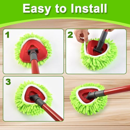 Mop Replace Head for O Cedar, Spin Mop Heads Replacements for Ocedar RinseClean 2 Tank Spin Mop, Chenille Duster for Ocedar Mop Include 3 Pack Microfiber Chenille Mop Pad for Ocedar Spin Mop - size: for Ocedar 2 Tank