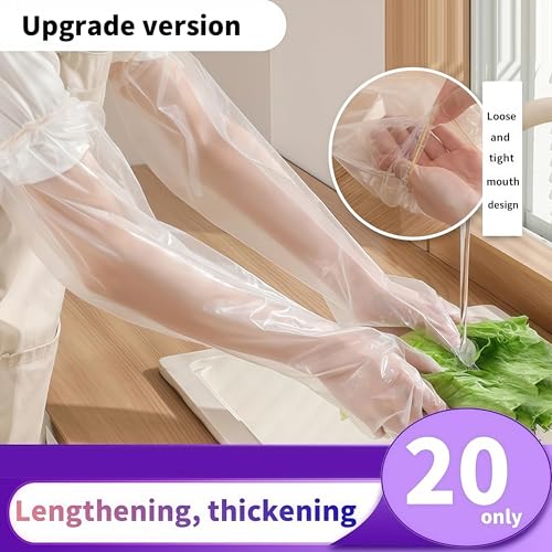 20 PCS Large ，Extra Long Disposable Cleaning Gloves, 23.6 inch Waterproof Long Sleeved Gloves, Suitable For Household Cooking, Dishwashing, Hair Dyeing, Etc