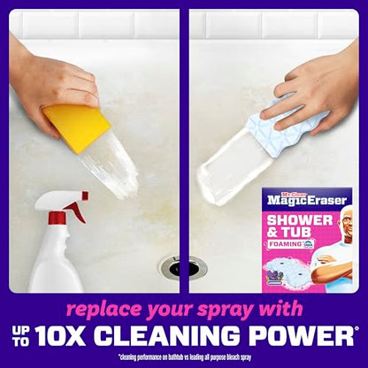 Mr. Clean Magic Eraser Sponge, Bathroom, Shower, Tub Cleaner, Soap Scum Remover, Bathroom Cleaning Supplies, Dawn Cleaning Power with Lavender Scent, Shower & Tub, 6ct - size: 1 Count (Pack of 6), style: Upgraded Version