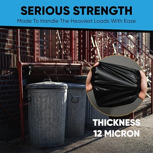 16-25 Gallon Trash Bags – Bulk 520 Count – Medium-Large Black Garbage Bags, One Size Fits 16, 20, 25 Gal Trash Can Liners for Bathroom, Kitchen, Home, Office & Commercial – Tear-Off Roll