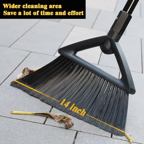 Heavy Duty Commercial Broom,Upgraded Angle Brooms for Sweeping Indoor and Outdoor,Perfect Black Broom of Kitchen,Garage - color: 1 * Black