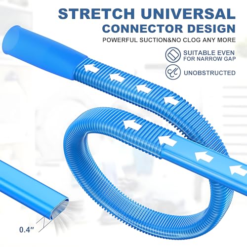 3 Pieces Dryer Vent Cleaner Kit: Vacuum Hose With Brush & Gloves Fits for Vacuums Cleaner, Refrigerator Condenser Coils, Tight Spaces Behind Appliances, Deep Cleaning Tools for Clogged Ducts-Blue - color: Blue( hose brushes Gloves)