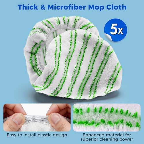 Masthome 16" Extra Large Microfiber Flat Mop for Floor Cleaning, 360° Rotating Dust Mop with 5 Washable Pads & 1 Cleaning Scraper, Wet Dry Mop for Hardwood Laminate Tile Ceramic - color: Green Extra Large