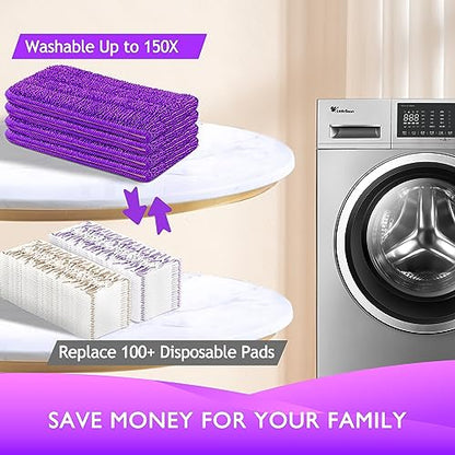Reusable Power Mop Refills Pads Compatible with Swiffer PowerMop Mop - Microfiber Power Mop Pads Refill for 13 ''-15 '' Spray Mop- Washable Pads for Multi-Surface Floor Cleaning, 4 Pack - color: 4 Pack (Purple)