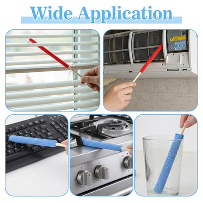 6 Pcs Microfiber Detail Duster Sticks Fan Cleaning Brush Fan Blade Cleaner Crevice Cleaning Tool Mini Split Cleaning Kit Car Air Vent Cleaner Fan Clean Brush for Home Car Window Blind