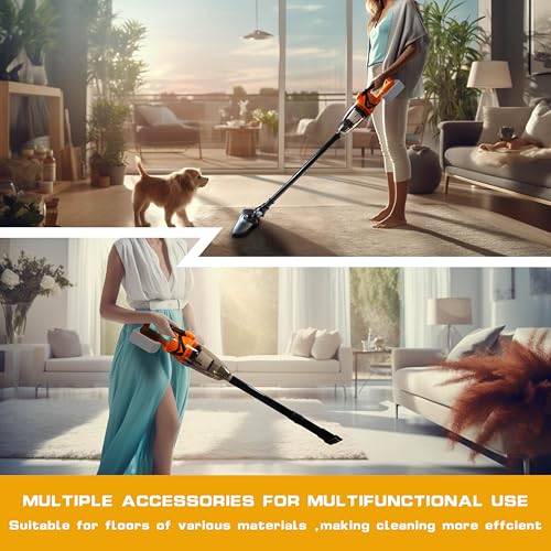 Nichilas Cordless Vacuum Cleaner Handheld Stick Vacuum Cleaner 10kPa Powerful Suction 4 Different Heads for Home Pets Floor Car, Compatible with DEWALT 20V MAX Batteries (NO Battery)