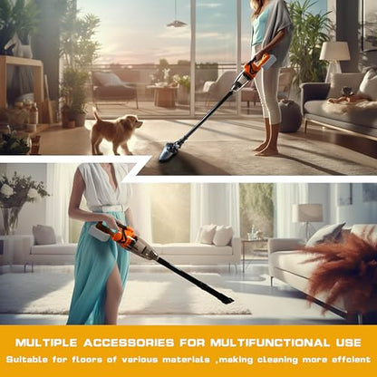 Nichilas Cordless Vacuum Cleaner Handheld Stick Vacuum Cleaner 10kPa Powerful Suction 4 Different Heads for Home Pets Floor Car, Compatible with DEWALT 20V MAX Batteries (NO Battery)