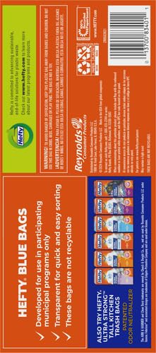 Hefty Blue Trash Bags,Blue,13 Gallon,60 Count (Pack of 6) - size: 60 Count (Pack of 6)