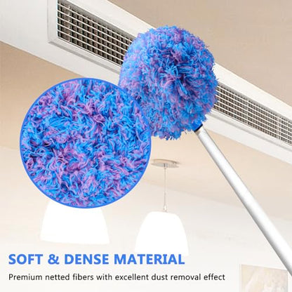 Ceiling Fan Cleaner Duster Reusable Microfiber Ceiling Fan Blade Cleaner Removable Duster with Extension Pole Adjusts 13 to 49.7 Inch for Cleaning Walls Furniture Door Window Top (Blue Pink) - color: Blue Pink