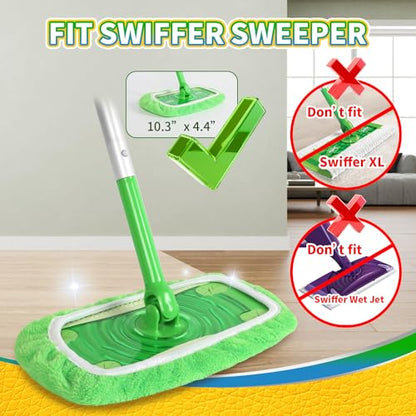 AmaVins Reusable Microfiber Mop Pads Compatible with Swiffer Sweeper Mop, Wet and Dry Flat Swiffer mop Cover, 5 Pack Washable Swiffer Pads for Surface/Hardwood Floor Cleaning (Mop is Not Included) - color: B-green 5 Pack