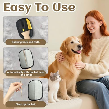 2 Pack Pet Hair Removal Gloves[Upgraded Thickened Version], Reusable Electrostatic Pet Hair Remover for Dog & Cat Hairfor Couch, Furniture, Car Seat, Carpet, Clothing (Black-up) - color: Black-up
