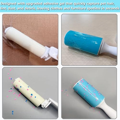 Reusable Washable Lint Roller 3 Pack, Sticky Gel Lint Rollers, Cat Dog Pet Hair Lint Remver Cleaner for Clothes, Carpet, Travel, 1 Large Roller with Dust Cover and 2 Mini Portable Small Lint Brush - size: 1 Large+2 Mini
