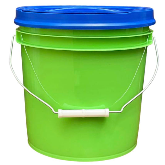 House Naturals 2 Gallon Food Grade - BPA Free Made in USA Buckets Lime Color pails with Screw On Gasket Lids (1, Lime - Blue lids) - color: Lime - Blue Lids
