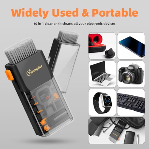 Keyboard Cleaning Kit Keyboard Cleaner, All in One Computer Screen and Laptop Cleaner, Compact Portable Electronic Laptop Cleaning Kit with Soft Brush and Spray for MacBook iPad iPhone Earbud, Black - color: Black