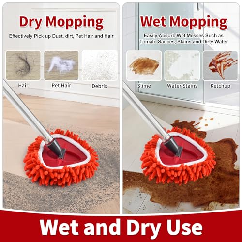 4 Pack Mop Head Replacement Compatiable with Ocedar EasyWring ,Mop Heads Refill for Easywring Spin 1 Tank System - Microfiber Chenille, Easy to Replace,Deep Floor Cleaning and Machine Washable