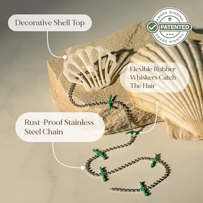 DrainWig Shower Drain Hair Catcher – Disposable Bathroom Hair Trap, Easy to Install in Shower Drain Cover, Helps Prevent Clogs – As Seen on Shark Tank - Bathroom Accessories - Shell (4-Pack) - color: White Ocean, size: 4 Count