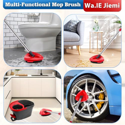 1 Pcs Spin Mop Replacements Scrub Brush and 1 Mop Base with 2 Pcs Scouring Pad Compatible with Cedar EasyWring 1 Tank System，Including 2Pcs Scouring Pad + 6Pcs Scrub Sponge Heavy Duty - color: 1 Pcs Brush + 1 Mop Base + 2pcs Scouring Pad + 6pcs Scrub Spon