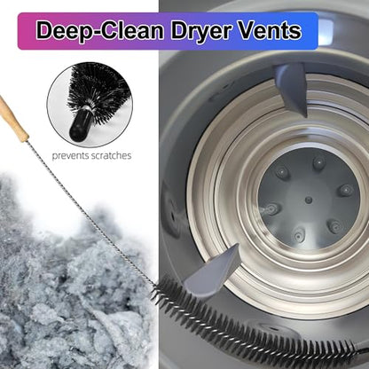 9Pcs Dryer Vent Cleaner Kit for GE Washer Dryer Combo,WH01X35719 Lint Filter replacement with dryer vent brush, Dryer Vent Vacuum Hose Attachment,Hand Washable and Reusable,Models: PFQ97HSPVDS - style: Dryer Vent Cleaner Kit