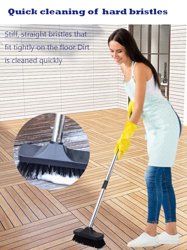 Push Broom Brush Stiff Bristles Floor Cleaning Brush Multi-Purpose Scrubber Brushes for Bathroom Bathtub Tile Floor Deck Patio