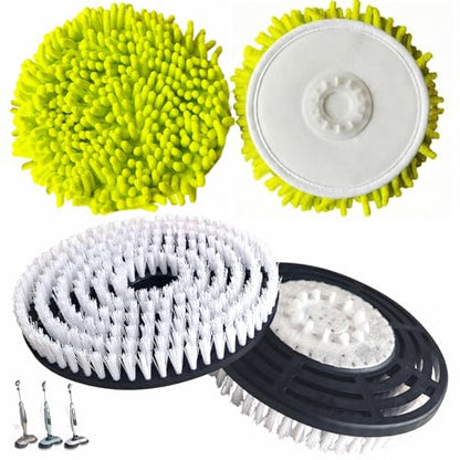 Steam Mop Replacement Brush Pads for Shark Steam and Scrub Mop S8201 S8001 S7201 S7000 Series 2 Brush Heads +2 Microfiber Absorbent Pads - color: 2white 2green