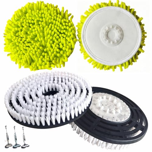 Steam Mop Replacement Brush Pads for Shark Steam and Scrub Mop S8201 S8001 S7201 S7000 Series 2 Brush Heads +2 Microfiber Absorbent Pads - color: 2white 2green