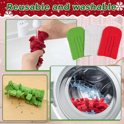 Zubebe 12 Pcs Duster Refill Reusable Fleece Duster Refills Feather Flat Dusters Multi Surface Washable Cleaning Pads Tools for Home, Blinds, Car, Pet, Furniture, Fans (Red,White,Green) - color: Red, White, Green