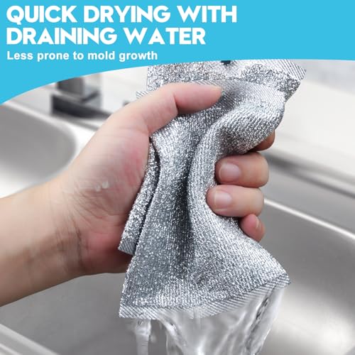 Steel Wool Scrubber, Wire Dishwashing Rags, 10 Pcs Multipurpose Wire Dishcloth, Wet & Dry for Cookware, Sinks, Dishes, Stoves & Fireplaces 5.9“ x 3.9” - size: 5.9x3.9-10pcs