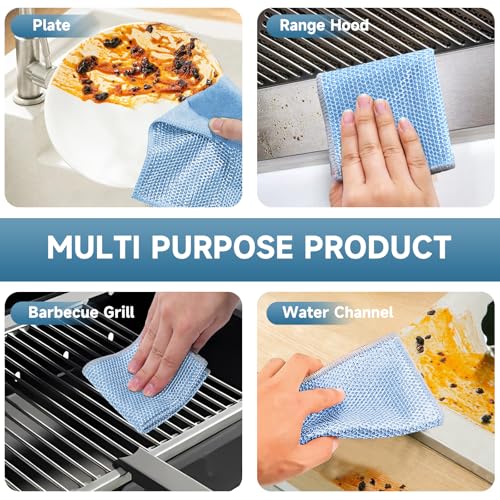 20PCS Upgrade Wire Dishwashing Rag, Non-Scratch, Wet and Dry, Double Layer, Multipurpose Wire Dishwashing Rags for Kitchen, Sinks, Cookware, Stove, Easy Rinsing, Reusable