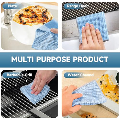 20PCS Upgrade Wire Dishwashing Rag, Non-Scratch, Wet and Dry, Double Layer, Multipurpose Wire Dishwashing Rags for Kitchen, Sinks, Cookware, Stove, Easy Rinsing, Reusable