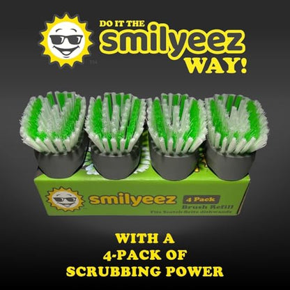 Smilyeez Replacement for Scotch Brite, 4-Pack, Makes Your Dishwand Like New, Dishwand Brush Refills, Easy to Install - style: 1 Pack