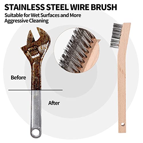 Wood Handle Wire Scratch Brush Sets (18, 18Pack-7in Stainless Steel Small Wire Scratch Brushes with Beech Wood Handle)