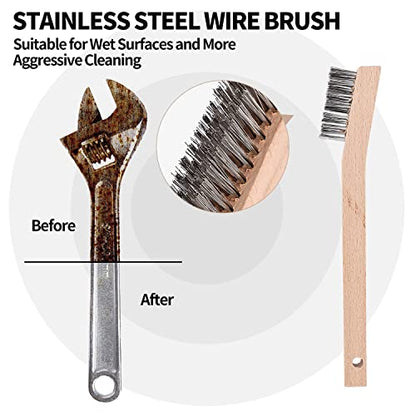 Wood Handle Wire Scratch Brush Sets (18, 18Pack-7in Stainless Steel Small Wire Scratch Brushes with Beech Wood Handle)