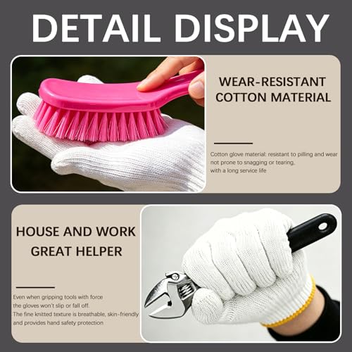 8pair unisex white cotton glove liners,string knit cloth men work safety gloves for gardening,warehouse,cooking,bbq - color: Yellow Edging*8pairs