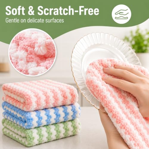 10 Pack Mircofiber Dish Cloths, Upgrade Kitchen Dish Rags, Reusable Cleaning Cloths, Kitchen Washcloths Towels, Lint Free/Absorbent/Nonstick Oil Kitchen Rags, 10''x10'' (Green) - color: Green, size: NEW 10 x 10 Inch - 10PCS