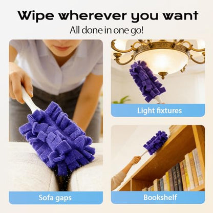 Duster Refills Reusable,2026 New 360° Fleece Duster Refills Set,Reusable Duster Pads Washable for Ceiling Fan Window Kitchen Floor Car (2, Purple) - color: Purple