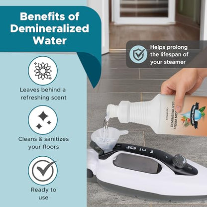 Steam & Go Demineralized Water for Steam Mop – Tropical Bloom Scent, 32 oz (Pack of 18)| Scented Floor Cleaner Solution, Ready-to-Use, Compatible with Any Steam Cleaner - size: 32 Fl Oz (Pack of 18)