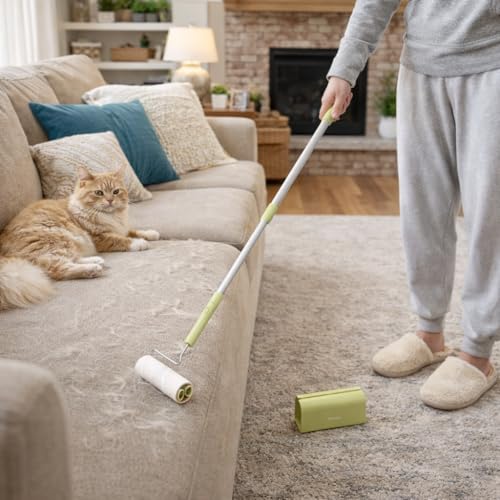 Extra Sticky Large Surface Lint Roller, 6.3'' Giant Lint Roller for Pet Hair, Long Handle Lint Remover for Clothes, Furniture, Dog & Cat Hair Remover (1 Extendable Roller+540 Sheets) - size: 1 Extendable Roller+540 Sheets