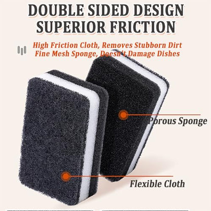 Taeku Natural Kitchen Sponge, 6 Pack Heavy Duty Scrub Cellulose Sponge Premium Multifunction Eco Friendly Cleaning Sponges for Dishes (Black) - color: Black