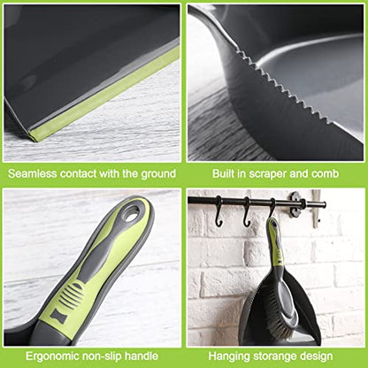 Zopeal 6 Set Dust Pan and Brush Set, Small Dustpan with Broom, Handheld Angle Broom and Dustpan Set for Home Room Kitchen Car Office Lobby Indoor Floor Cleaning