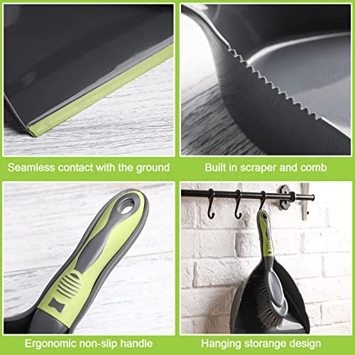 Zopeal 4 Set Dust Pan and Brush Set, Small Dustpan with Broom, Handheld Angle Broom and Dustpan Set for Home Room Kitchen Car Office Lobby Indoor Floor Cleaning