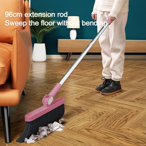 180° Rotatable Broom with Dustpan Combo Set, Buckle Standing Dust Pans with Scraping Teeth, Long Handle Brooms for Sweeping Indoor, Stand-Up Storage Saving Space, Cleaning Supplies, Home Essentials