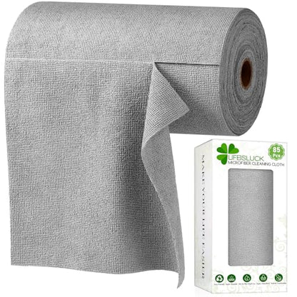 85 Pack Reusable Tear Away Microfiber Cleaning Cloth Roll, 10" x 10" Value Pack Kitchen Towels Washable Cleaning Rag Towels Multi-Purpose Microfiber Dish Cloths for Auto, House, Garage, Kitchen - color: Grey, style: 85 PCS