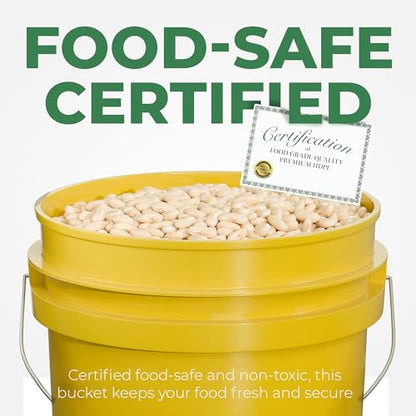EconoHome 5-Gallon Yellow Bucket Pail Container with Lid | Metal Handles with Plastic Grip | Easy Stack and Store | Heavy-Duty, Approx 90 MIL Extra Durable | Food Grade | BPA Free - 2 Pack - color: Yellow, size: 2 Pack
